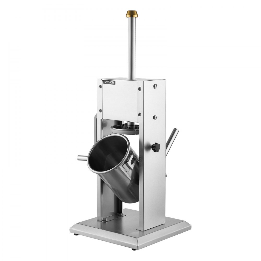 VEVOR Manuelle Wurstfüllmaschine 7 lbs / 3 L Wurstfüller Vertikal Edelstahl Ideal für Zuhause, Camping, Grillen, BBQ und Tierfutter, mit 4 Füllrohren, 2 Geschwindigkeiten und Spülmaschinenfesten Teilen