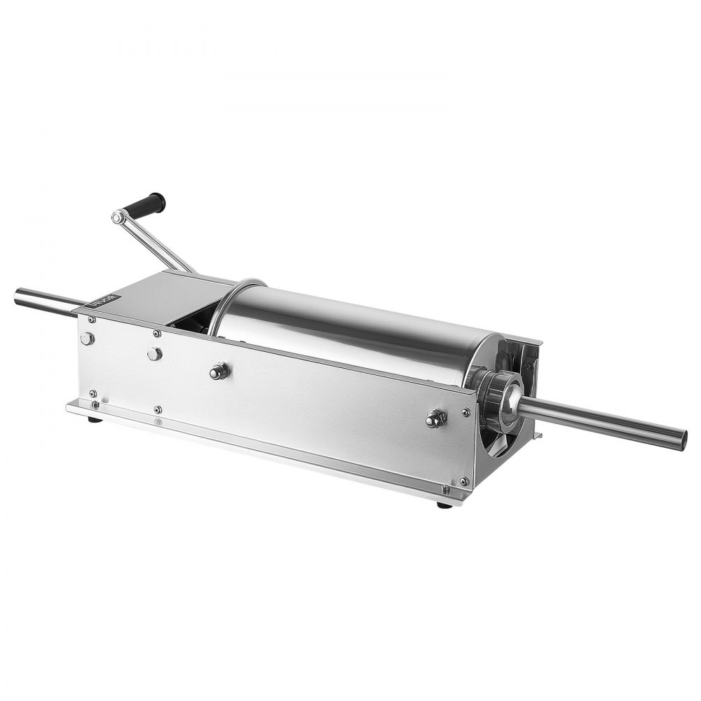 VEVOR Manuelle Wurstfüllmaschine 5 L Horizontaler Wurstfüller Edelstahl für Zuhause, Camping, Grillen & BBQ, mit 4 Füllrohren, 2 Geschwindigkeitsstufen, Ergonomischem Griff und Abnehmbaren Teilen