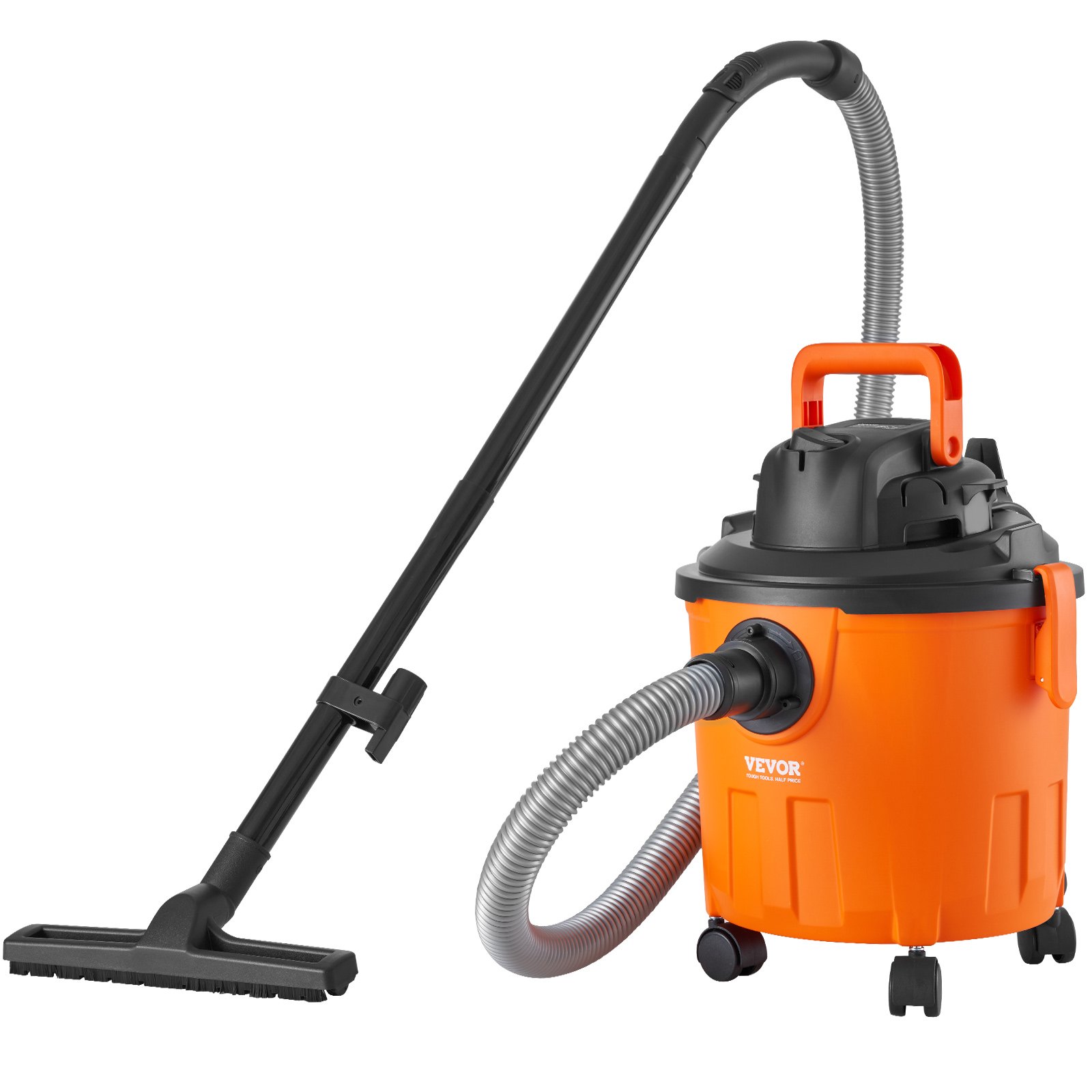 VEVOR Nass-/Trockensauger, 18 l, 6 PS Spitzenleistung, effiziente Saug- und Gebläseleistung mit Düse, Rollen, tragbarer Werkstattsauger mit Aufsätzen, leichter Werkstattsauger, ideal für Teppiche, Schmutz, Tierhaare, orange