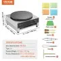 VEVOR elektrischer Crepemaker Crepe-Maschine 3000 W flache Crepe-Grillplatte 40 cm, antihaftbeschichteter fannkuchenherd aus Edelstahl, runder Cerealien-Pfannkuchenherd, Temperaturregelung