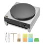 VEVOR Electric Crepe Maker, 16-Inch Commercial Crepe Machine, 3000W Flat Plate Crepe Griddle, Nonstick Stainless Steel Pancake Making Machine, Desktop Circular Cereals Pancake Stove with Temp Control