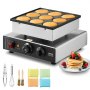 VEVOR Mini-Pfannkuchenmaker kommerzielle Dutch mini Pfannkuchen Maschine, 9 Stk., 76 mm Durchmesser, Dorayaki-Backmaschine, 850 W, Temperatur- und Zeitregelung, in Küchen, Cafés und Restaurants