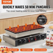 VEVOR Mini Pfannkuchen Maschine Dutch Pfannkuchenmaker 50 Stk. Edelstahl 1700W