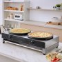 VEVOR elektrischer Crepemaker Crepe-Maschine mit Doppelkopf 6000 W flache Crepe-Grillplatte, Pfannkuchenherd aus Edelstahl, Cerealien-Pfannkuchenherd, Temperaturregelung (kein Stecker)