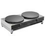 VEVOR elektrischer Crepemaker Crepe-Maschine mit Doppelkopf 6000 W flache Crepe-Grillplatte, Pfannkuchenherd aus Edelstahl, Cerealien-Pfannkuchenherd, Temperaturregelung (kein Stecker)