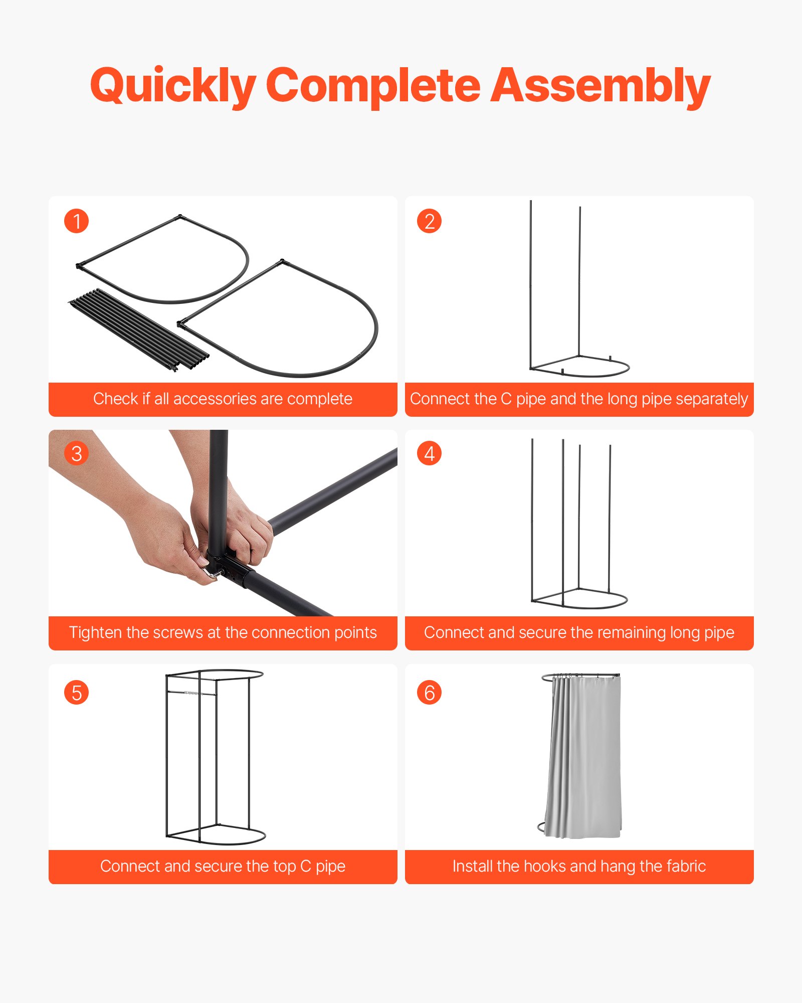 VEVOR Umkleidekabine tragbarer Umkleideraum mit dicken Polyestervorhängen, Sichtschutz mit Beschattungsvorhang & Haken, für Boutiquen Einkaufszentren Schneidereien  100 x 95 x 200 cm (Grauweiß)