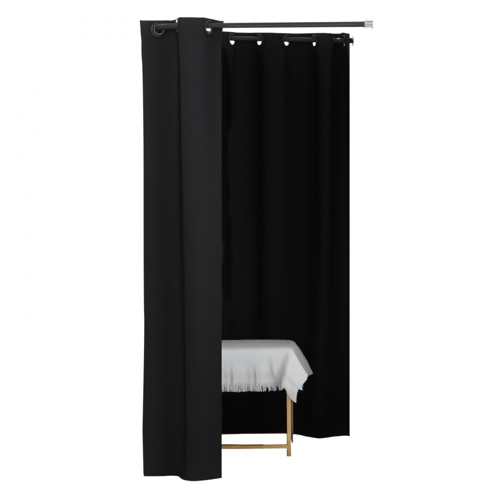 VEVOR Umkleidekabine tragbarer Umkleideraum mit dicken Polyestervorhängen, doppelte Ankleidekabinen mit Trennvorhängen, für Boutiquen Einkaufszentren Schneidereien 200 x 100 x 200 cm (schwarz)