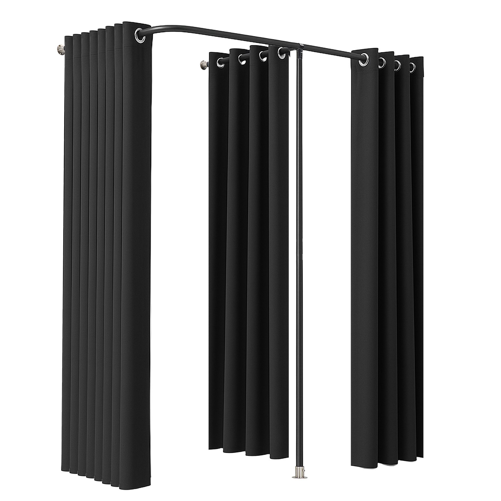 VEVOR Umkleidekabine tragbarer Umkleideraum mit dicken Polyestervorhängen, doppelte Ankleidekabinen mit Trennvorhängen, für Boutiquen Einkaufszentren Schneidereien 200 x 100 x 200 cm (schwarz)