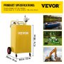 VEVOR Fuel Caddy Kraftstoffspeichertank 35 Gallonen 4 Räder mit manueller Pumpe, Gelb