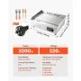 VEVOR Elektrogrill gewerbliche Grillplatte (535 x 300 mm) 3200 W mit 50-300 °C einstellbarer Temperaturregelung, Bratplatte Griddleplatte mit 2 Spachteln & 2 Bürsten & 4 Fußpolstern für Steak