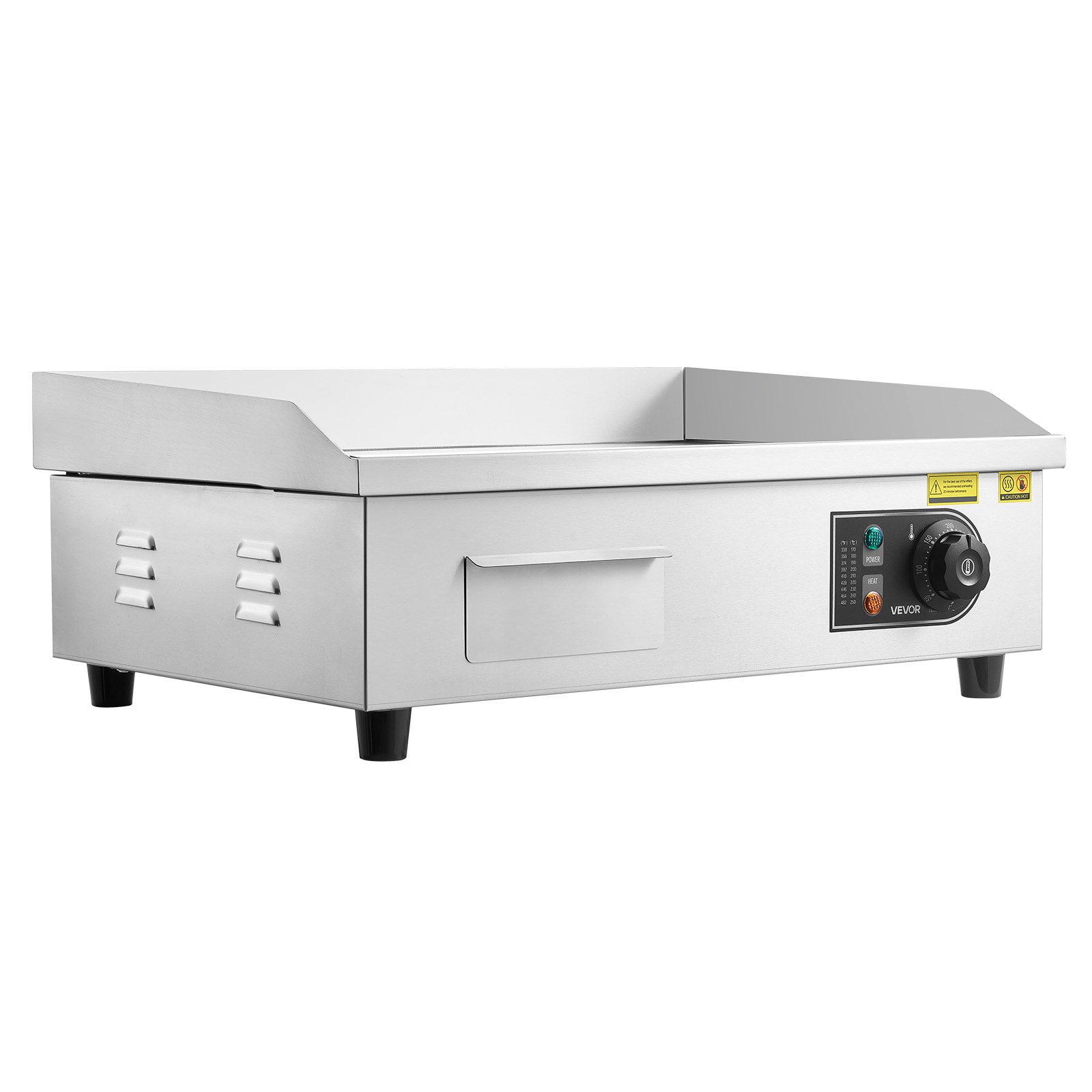 VEVOR Gewerbliche Elektrische Grillplatte 3200 W, Tischgrillplatte 535x300 mm Grillfläche, Elektrogrill, halb Gerillt, halb Glatt, mit 2 Spateln & 2 Bürsten & Fußpolstern, für Steaks Pfannkuchen