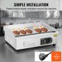 VEVOR Kommerzieller elektrischer Grill, 3200 W, halbflacher Grill für die Arbeitsplatte, einstellbare Temperatur von 50–300 °C, 54 x 30 x 1 cm, Edelstahl-Grillplatte mit 2 Schaufeln und 2 Bürsten
