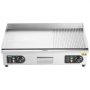 VEVOR Kommerzieller elektrischer Grill, 4400 W, halbflacher Grill für die Arbeitsplatte, einstellbare Temperatur von 50–300 °C, 72 x 39 x 1 cm, Edelstahl-Grillplatte mit 2 Schaufeln und 2 Bürsten
