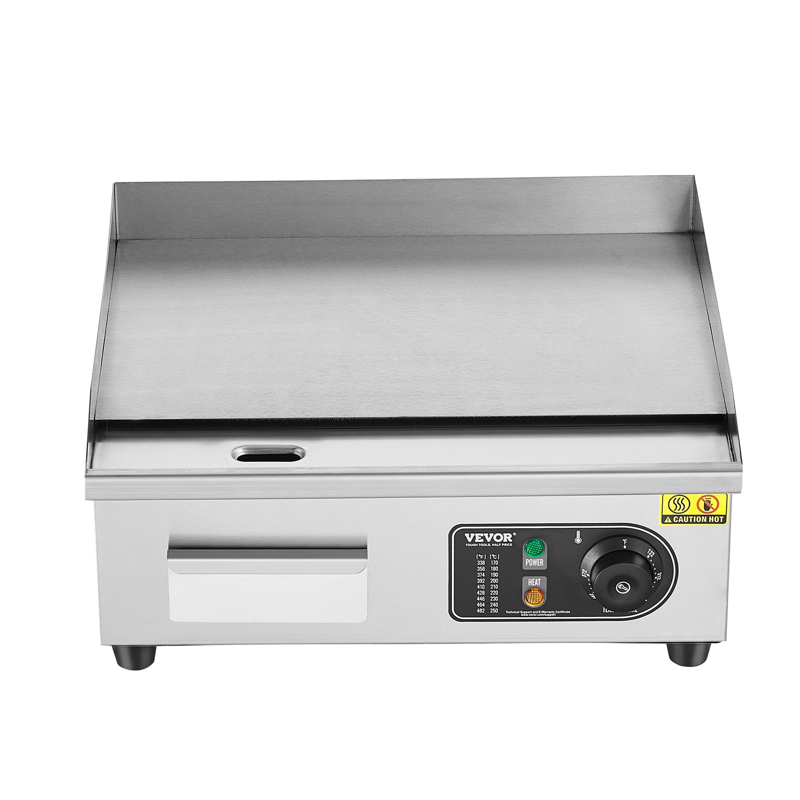 VEVOR Kommerzieller elektrischer Grill, 2800 W, flache Grillplatte für die Arbeitsplatte, einstellbare Temperatur von 50–300 °C, 45 x 30 x 1 cm, Grillplatte aus Edelstahl mit 2 Schaufeln und 2 Bürsten für Zuhause oder das Restaurant
