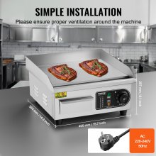 VEVOR Kommerzielle Elektrische Grillplatte 2000W Arbeitsplatten-Grill Flach 10mm