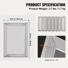 VEVOR 6 Stk. Aluminiumlegierung Siebrahmen Siebdruckpresse 25,4 x 35,6 cm, Siebdruckmaschine Zubehör 110 Mesh, Säureresistenz & nicht Verformbar für Kissenbezügen, Stoffen, Papier, Kopierpapier usw.