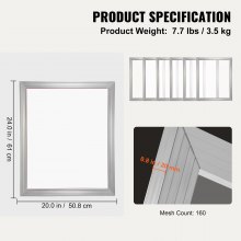 VEVOR 6 Stk. Aluminiumlegierung Siebrahmen Siebdruckpresse 50,8 x 61 cm, Siebdruckmaschine Zubehör 160 Mesh, Säureresistenz & nicht Verformbar für Kissenbezügen, Stoffen, Papier, Kopierpapier usw.