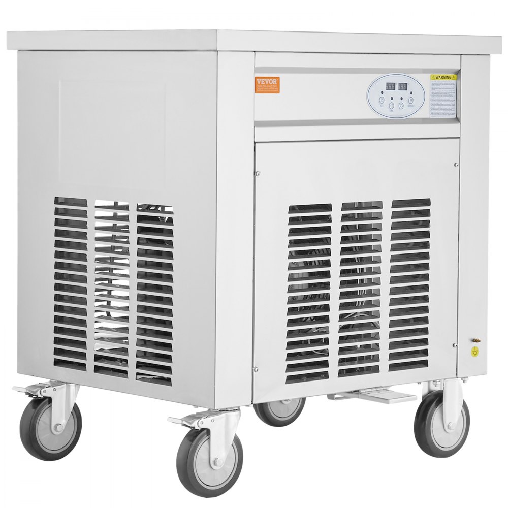 VEVOR Maschine für Frittierte Eisrollen, 50 x 50 cm Große Quadratische Pfanne zum Frittieren von Eis, Kommerzielle Eismaschine aus Edelstahl mit Kompressor und 2 Schabern