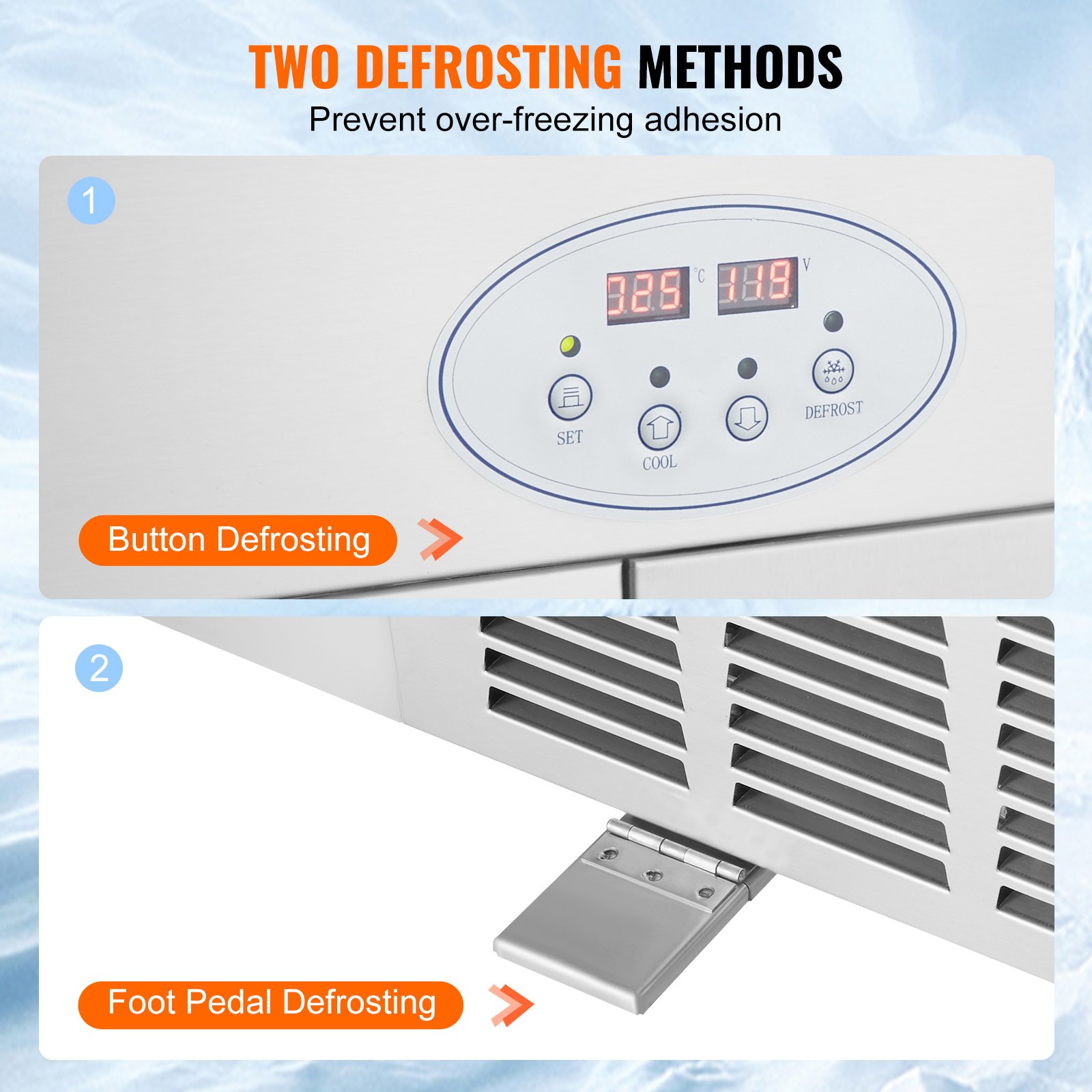 VEVOR Rollbare Maschine für Frittierte Eisrollen, 2 Stk. 45 x 45 cm Quadratische Pfannen zum Frittieren von Eis, Kommerzielle Eismaschine mit Kompressor und 4 Schabern, für Eiscreme, Frozen Yogurt
