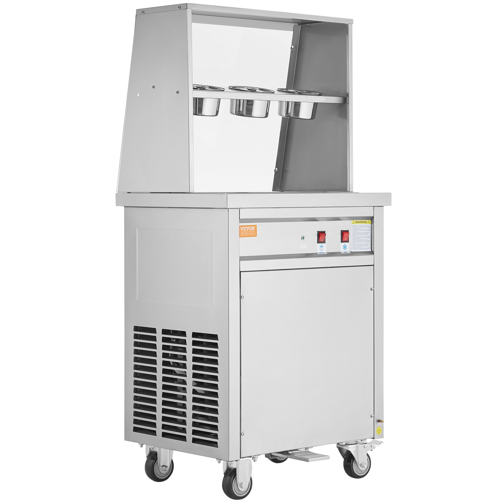 VEVOR Maschine für Frittierte Eisrollen, Quadratische 35,4 x 35,4 cm Große Pfanne zum Frittieren von Eis, Kommerzielle Eismaschine aus Edelstahl mit Kompressor und 2 Schabern