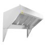 gewerbliche Dunstabzugshaube von VEVOR aus Edelstahl mit Prallfiltern und wandmontiertem Design.