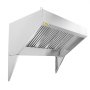 VEVOR-Gewerbeabzugshaube aus Edelstahl mit Wandhalterung und Fettfiltern.