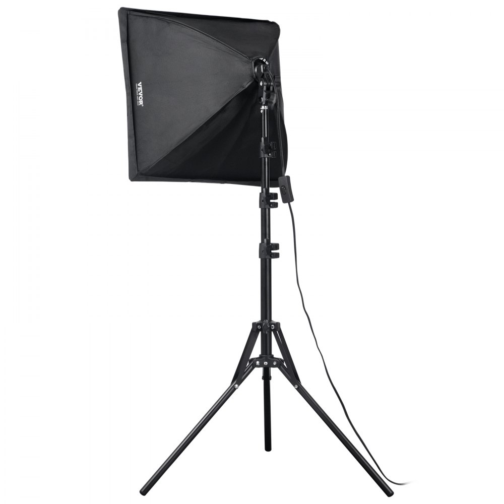VEVOR Softbox-Set, 400 x 400 mm, Profi Fotostudio Set mit 45 W LED-Birnen, 3000–6500 K einstellbare Farbtemperatur, Stativständer, Studioleuchten für Fotografie, Videoaufnahmen, Live-Streaming