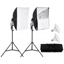 VEVOR Fotostudio Softbox Set 60x60cm 30W 5500K LED-Birnen verstellbarer Ständer