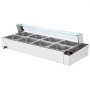 VEVOR kommerzieller Speisenwärmer mit 8 Behältern (je 8 Qt / 1/2 Größe), elektrischer Dampftisch mit Glasabdeckung, 1700 W Arbeitsplatte aus Edelstahl, Buffet-Bain-Marie, 30–85 °C Temperaturregelung