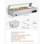 VEVOR kommerzieller Speisenwärmer (4 x 1/2 Größe Behälter), 1,5 kW elektrischer Wärmebehälter aus Edelstahl mit Glasabdeckung & Suppenkelle, Chafing Dishes Set für Catering Restaurant Party