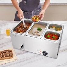 VEVOR Speisenwärmer Chafing Dish Gastronormbehälter 15,5L 2x1/3 + 2x1/6