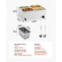 VEVOR kommerzieller Speisenwärmer, elektrischer Dampftisch mit 4 Behältern (1/4-Größe) 1200 W, Buffet-Wasserbad aus Edelstahl mit Temperaturregelung von 30–80 °C für Catering Buffets Partys