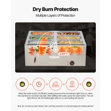 VEVOR kommerzieller Speisenwärmer (6 x 1/3 Größe Behälter), 1,5 kW elektrischer Wärmebehälter aus Edelstahl mit Abdeckung & Suppenkelle, Chafing Dishes Set für Catering Restaurant Party