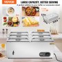 VEVOR kommerzieller Speisenwärmer 6 x 5 Qt Speisebehälter (1/3 Größe), elektrische Warmhalteplatte, 1500 W professionelles Buffet-Set aus Edelstahl, Buffet-Bain-Marie, 30–85 °C Temperaturregelung
