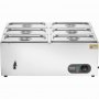 VEVOR kommerzieller Speisenwärmer 6 x 5 Qt Speisebehälter (1/3 Größe), elektrische Warmhalteplatte, 1500 W professionelles Buffet-Set aus Edelstahl, Buffet-Bain-Marie, 30–85 °C Temperaturregelung
