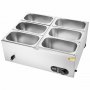VEVOR kommerzieller Speisenwärmer 6 x 5 Qt Speisebehälter (1/3 Größe), elektrische Warmhalteplatte, 1500 W professionelles Buffet-Set aus Edelstahl, Buffet-Bain-Marie, 30–85 °C Temperaturregelung