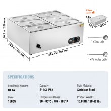 VEVOR Speisenwärmer Chafing Dish Gastronormbehälter 6x5Qt 1500W Buffet Set