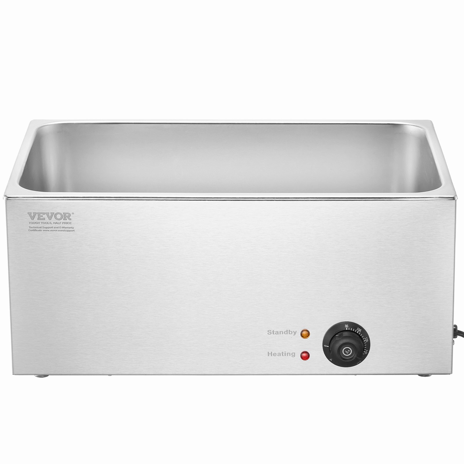 VEVOR Kommerzieller Speisenwärmer 18 L Bain Marie, 1200 W, elektrischer Buffetwärmer, Dampftisch-Speisewärmer Arbeitsplatte, Edelstahl-Speisewärmer, Wärmebehälter für Partys, Catering und Restaurants
