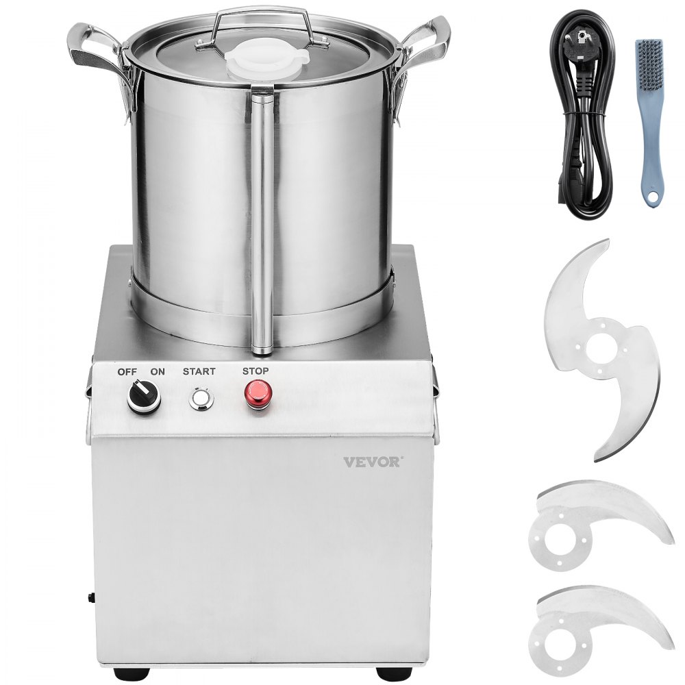 VEVOR Küchenmaschine Gemüsezerkleinerer Lebensmittelechter Edelstahl-Mixer 10L