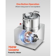 VEVOR Küchenmaschine Gemüseschneider 6L Lebensmittelechter Edelstahl-Mixer