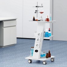 VEVOR Laborwagen, Medizinischer Servicewagen mit Integrierter Steckdose, Mobiles Dessert aus 3-lagigem Metall, mit Drehbaren Rädern, Belastung 100 kg, für Labor, Klinik, Schönheitssalon, Salon