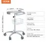 VEVOR Medical Trolley, Salon Trolley with Wheels, Mobile Rolling Trolley 68-109 cm Height Adjustable, Metal Salon Stations for Hairdressers, Rolling Desktop Lab Trolley for Clinic, Beauty and Salon