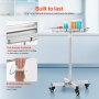 VEVOR Laborwagen Servierwagen Edelstahl mit abnehmbaren Tabletts aus Edelstahl Tragkraft bis 16 kg, einstellbare Höhe 64-101cm, medizinisches Tablett für Spa Salon Klinik Körperpflege Silber