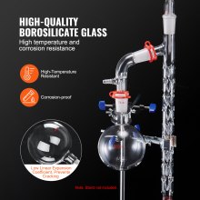 VEVOR Labor-Destillationsset, 3,3-Boro-Laborglas-Destillationsset mit 24- und 40-Verbindungen, 1000-ml-Destillationsgeräte-Set für Ätherische Öle, 14-teiliges Set mit Glaswaren