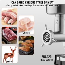 VEVOR Kommerzieller Elektrischer Fleischwolf  6,35kg/Min Wurstfüller Maker