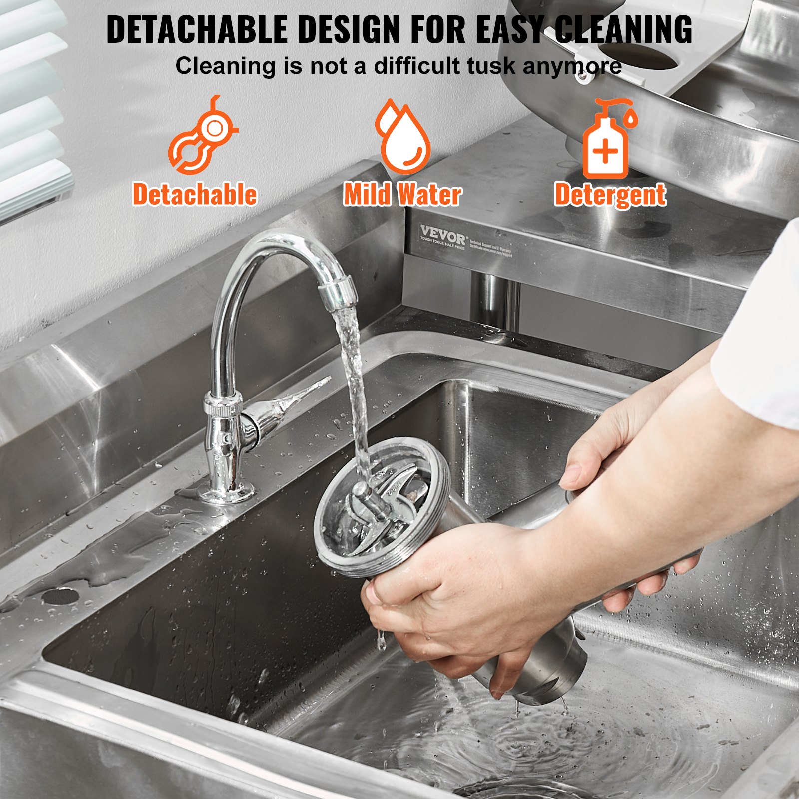 VEVOR kommerzieller elektrischer Fleischwolf Wurstmaschine 6,35 kg/Min. 750 W, industrieller Fleischwolf mit Klinge & Mahlplatte, multifunktionaler Fleischwolf aus Edelstahl für Küche & Restaurant