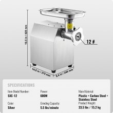 VEVOR Kommerzieller Elektrischer Fleischwolf 2,5kg/Min Wurstfüller Küche