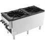 VEVOR Commercial Gas Stove with 2 Burners, Propane and Natural Gas Countertop Cooking Stove Range, Stainless Steel Gas Hot Plate, Commercial Cooking Equipment for Restaurant, 52KW