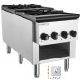 VEVOR Commercial Gas Stove with 2 Burners, Propane and Natural Gas Countertop Cooking Stove Range, Stainless Steel Gas Hot Plate, Commercial Cooking Equipment for Restaurant, 52KW