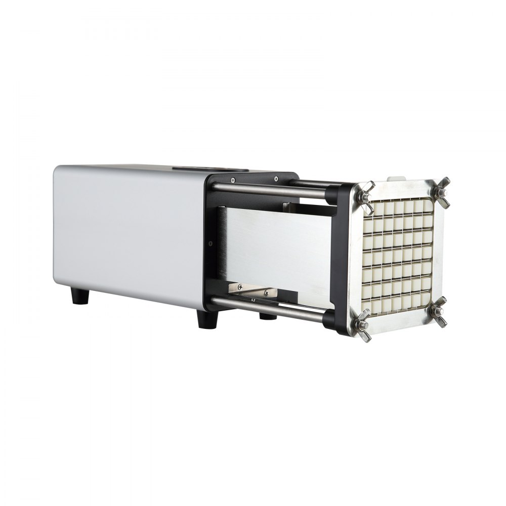 VEVOR Elektrischer Pommes Frites Schneider Kartoffelschneider mit 1/2-Zoll- und 3/8-Zoll-Klingen Edelstahl, Kartoffelschneider und Zerkleinerer mit Anti-Rutsch-Füßen, für Kartoffeln Gemüse Silber